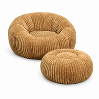 Fauteuil Côtelé Avec Pouf Compressé | Pufa