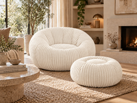Fauteuil Côtelé Avec Pouf Compressé | Pufa