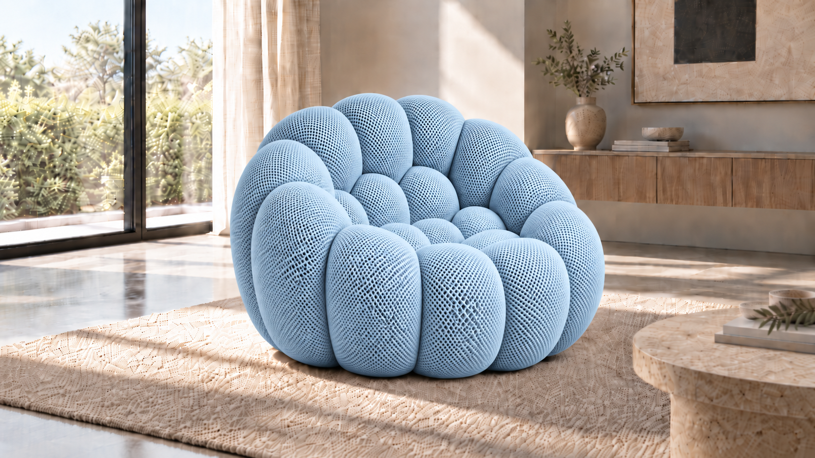 Fauteuil Bleu Clair Compressé | Bolo
