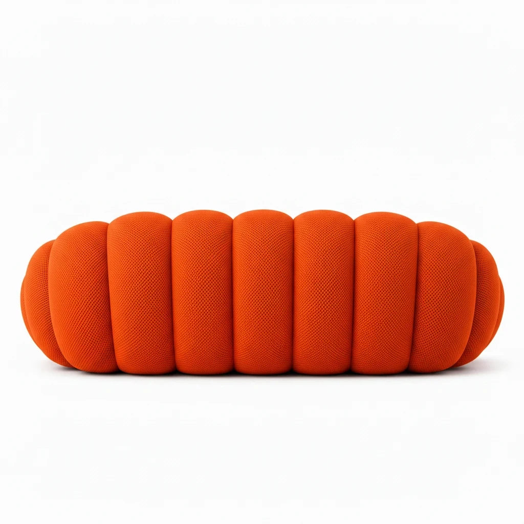 Canapé 2 places Atelier Ondelle Bolo orange au design tubulaire moderne et assise moelleuse en tissu composite